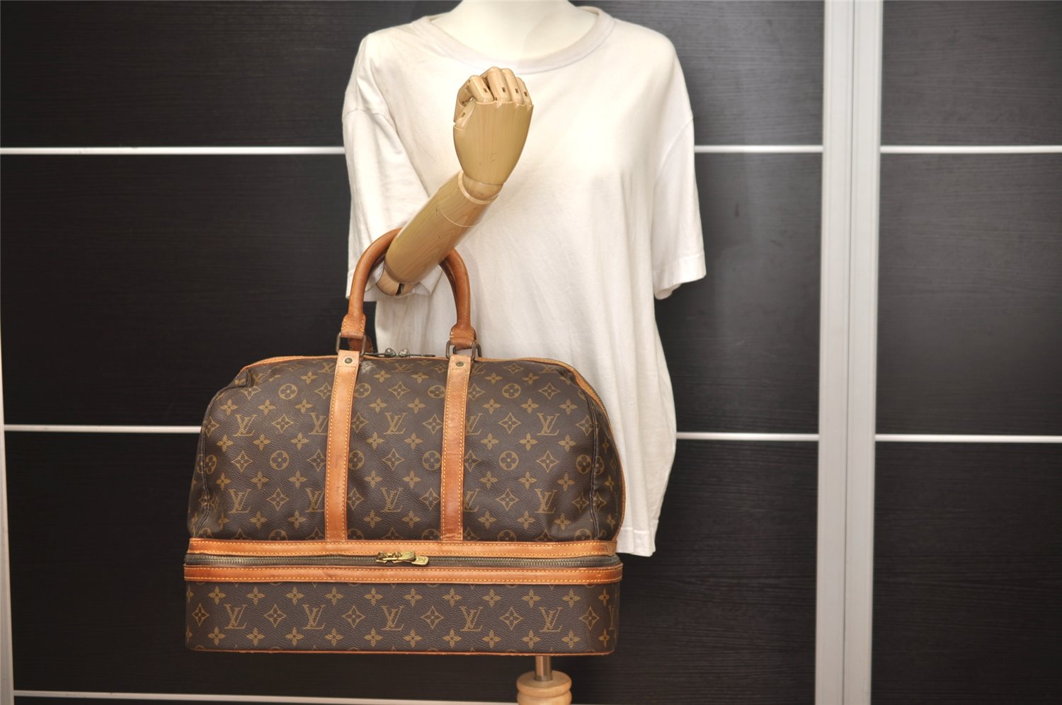 Authentic Louis Vuitton Monogram Sac Sport Travel Hand Bag M41444 LV 7249J