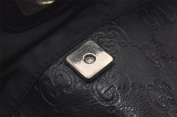 Authentic GUCCI Guccissima Shoulder Bag GG Leather Nylon 161822 Black 7250I