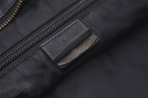 Authentic GUCCI Guccissima Shoulder Bag GG Leather Nylon 161822 Black 7250I