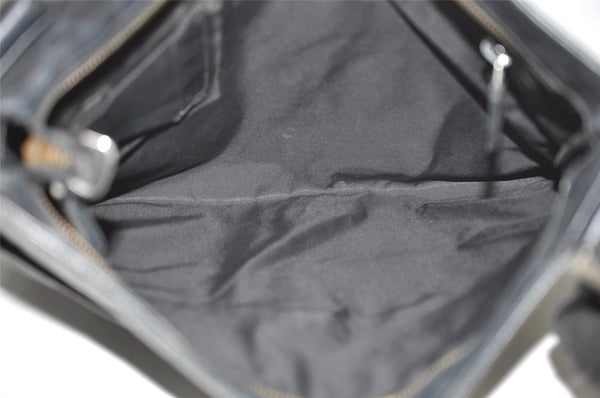 Authentic GUCCI Guccissima Shoulder Bag GG Leather Nylon 161822 Black 7250I