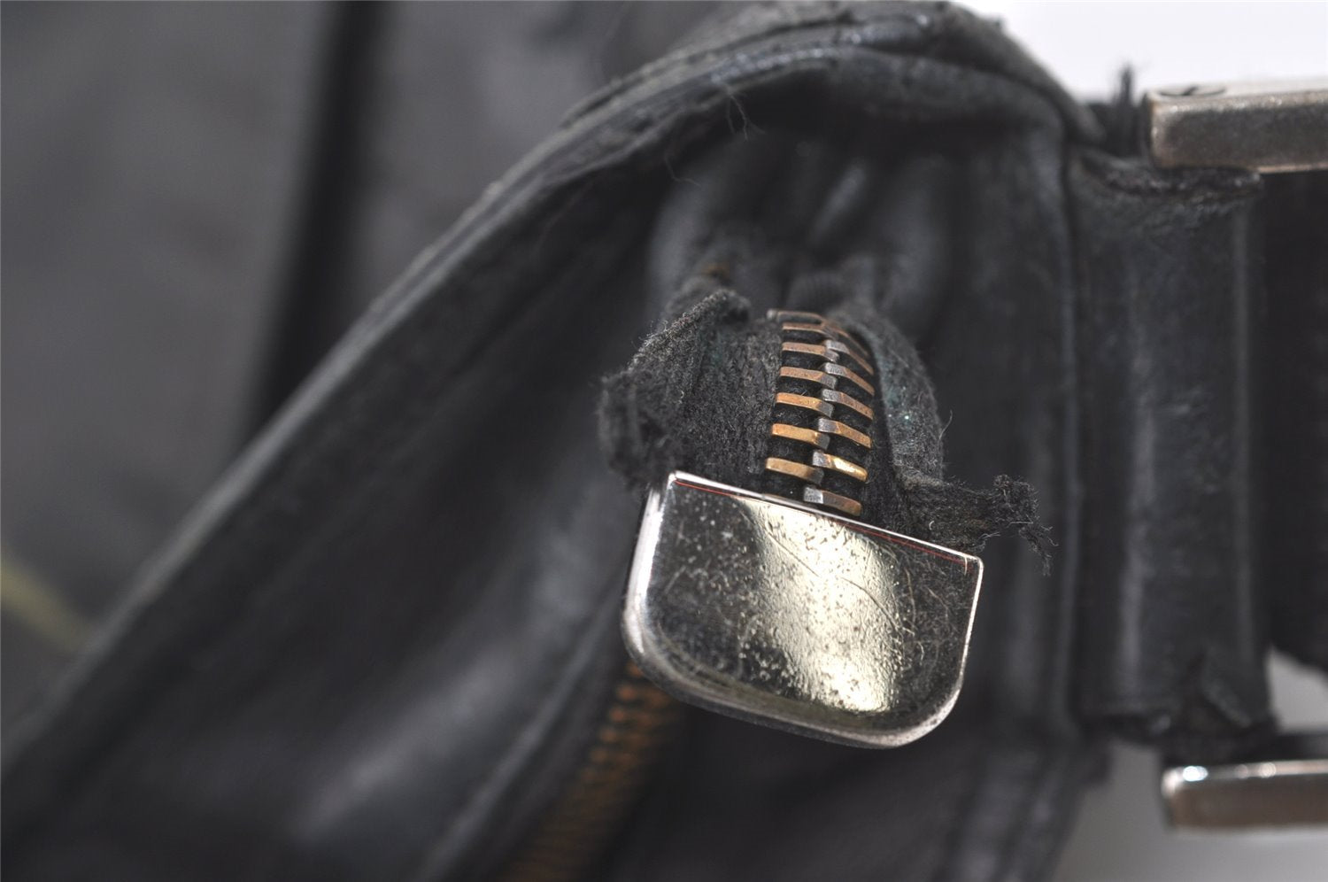 Authentic GUCCI Guccissima Shoulder Bag GG Leather Nylon 161822 Black 7250I