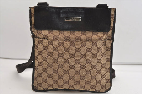 Authentic GUCCI Shoulder Cross Body Bag GG Canvas Leather 27639 Brown 7250J
