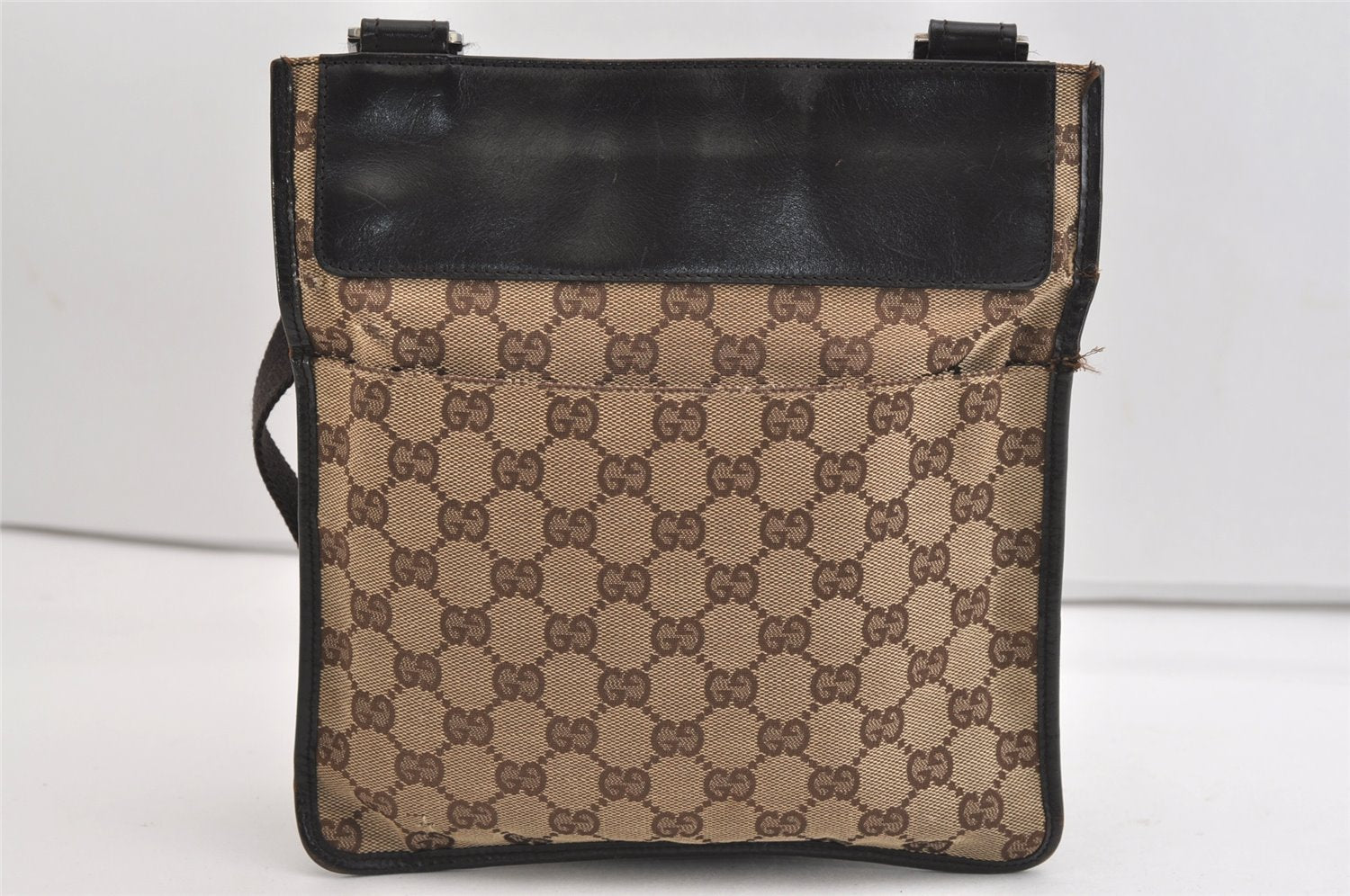 Authentic GUCCI Shoulder Cross Body Bag GG Canvas Leather 27639 Brown 7250J