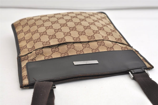 Authentic GUCCI Shoulder Cross Body Bag GG Canvas Leather 27639 Brown 7250J