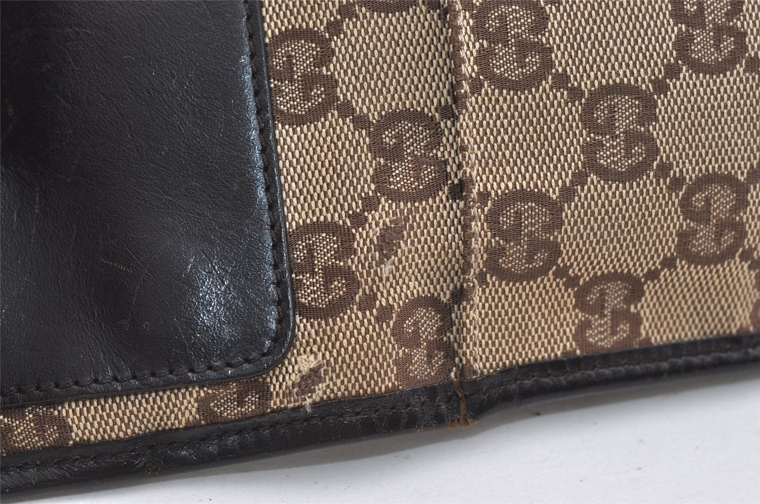 Authentic GUCCI Shoulder Cross Body Bag GG Canvas Leather 27639 Brown 7250J