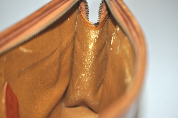 Authentic MCM Vintage Visetos Leather Clutch Hand Bag Purse Brown 7251I