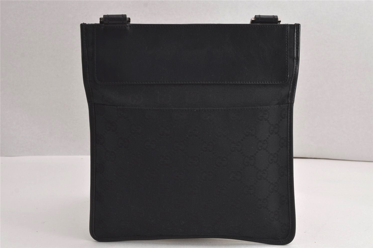 Authentic GUCCI Shoulder Cross Body Bag GG Canvas Leather 0190348 Black 7251J