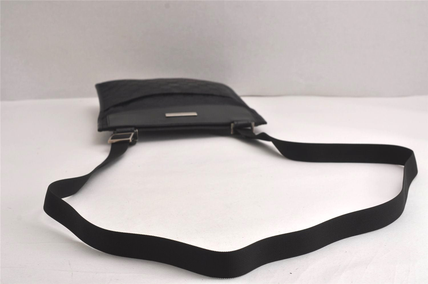 Authentic GUCCI Shoulder Cross Body Bag GG Canvas Leather 0190348 Black 7251J