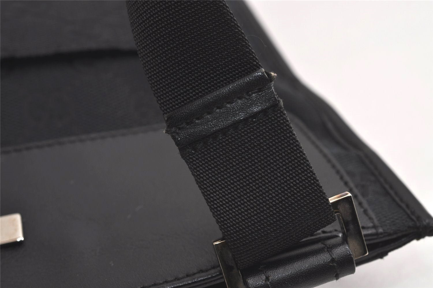 Authentic GUCCI Shoulder Cross Body Bag GG Canvas Leather 0190348 Black 7251J