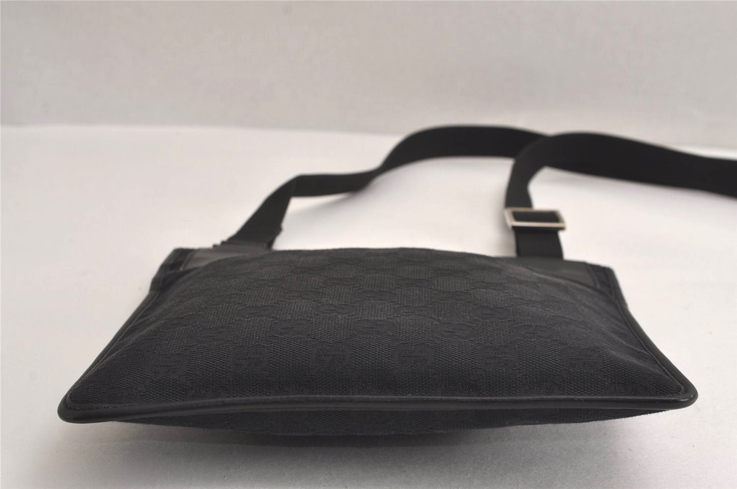 Authentic GUCCI Shoulder Cross Body Bag GG Canvas Leather 0190348 Black 7251J