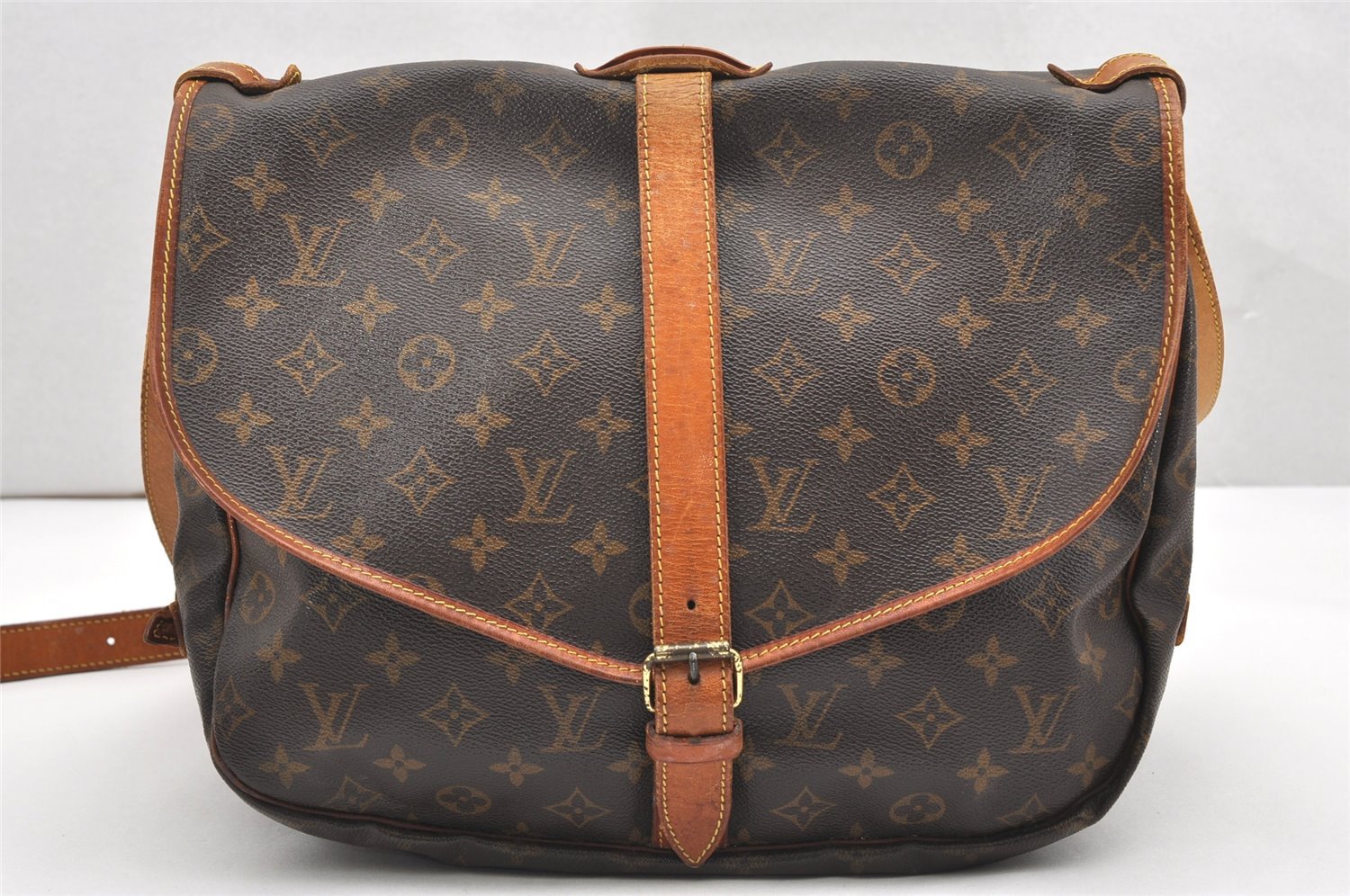 Authentic Louis Vuitton Monogram Saumur 35 Shoulder Cross Bag M42254 LV 7252K