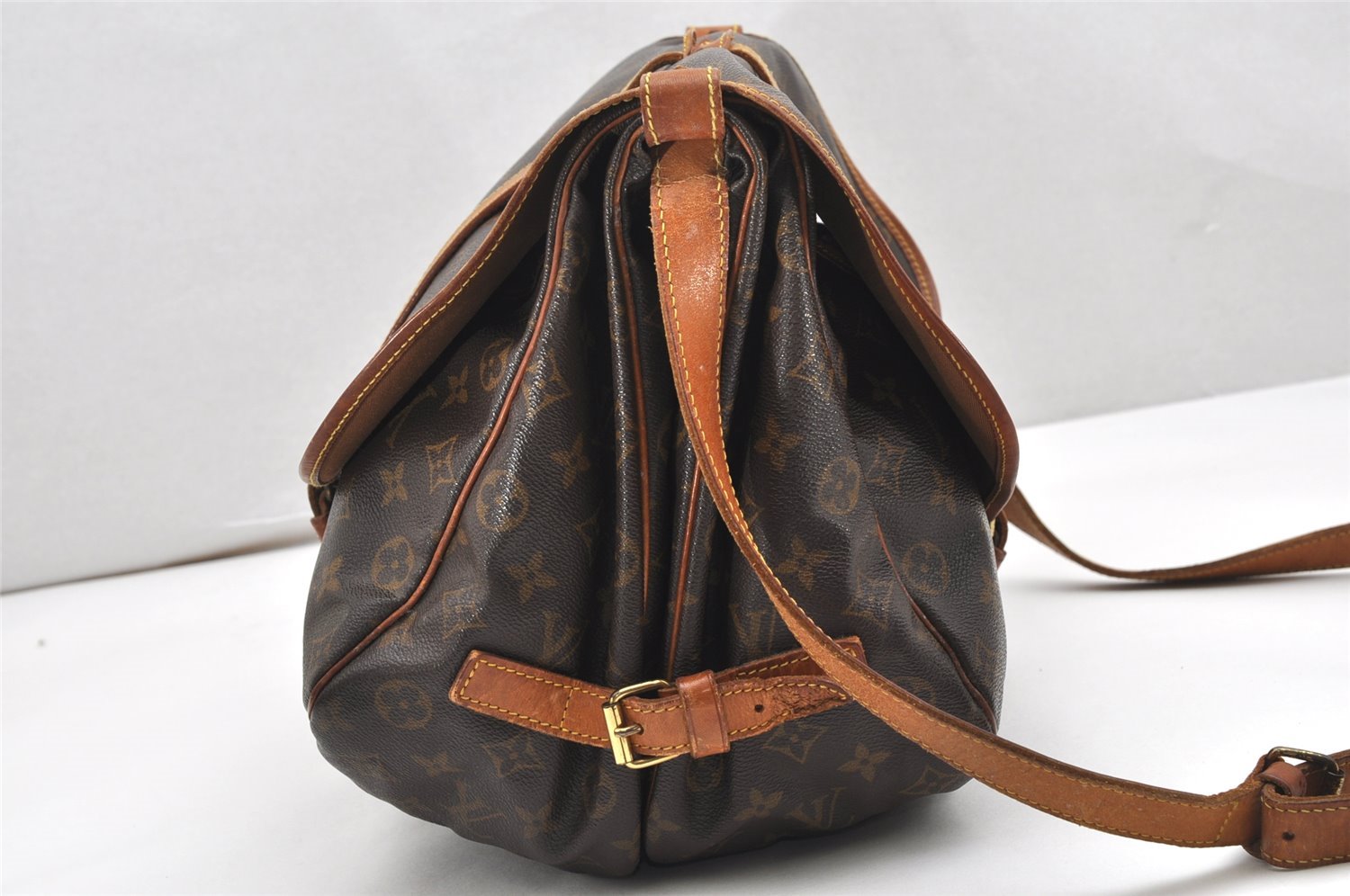 Authentic Louis Vuitton Monogram Saumur 35 Shoulder Cross Bag M42254 LV 7252K