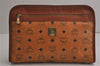 Authentic MCM Vintage Visetos Leather Clutch Hand Bag Purse Brown 7259J