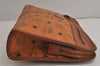 Authentic MCM Vintage Visetos Leather Clutch Hand Bag Purse Brown 7259J