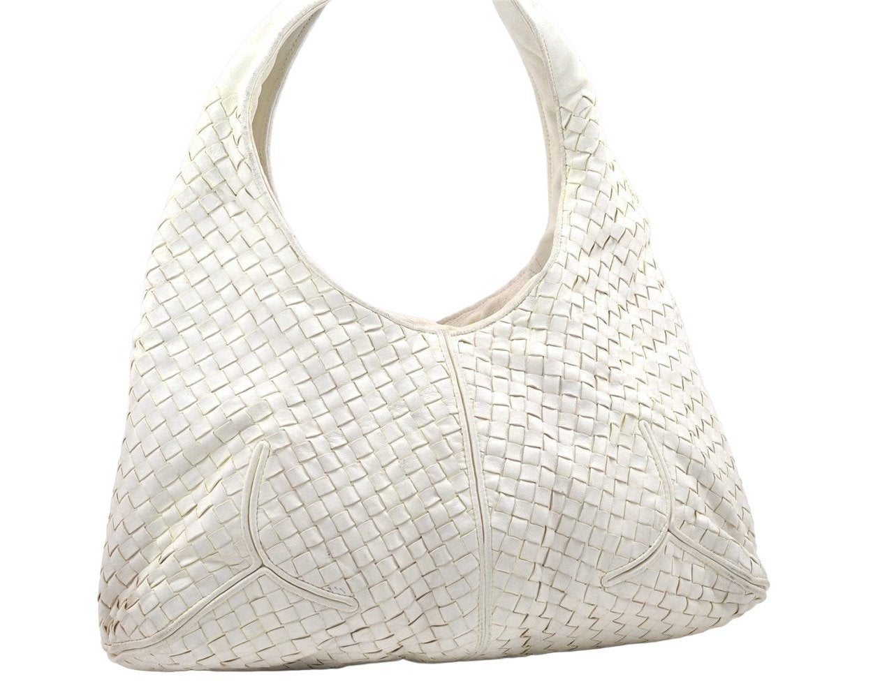 Authentic BOTTEGA VENETA Intrecciato Leather Shoulder Hand Bag Purse White 7259K