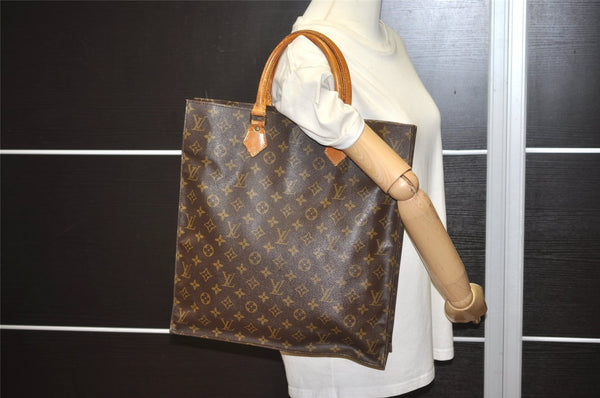 Authentic Louis Vuitton Monogram Sac Plat Hand Tote Bag M51140 LV 7260I