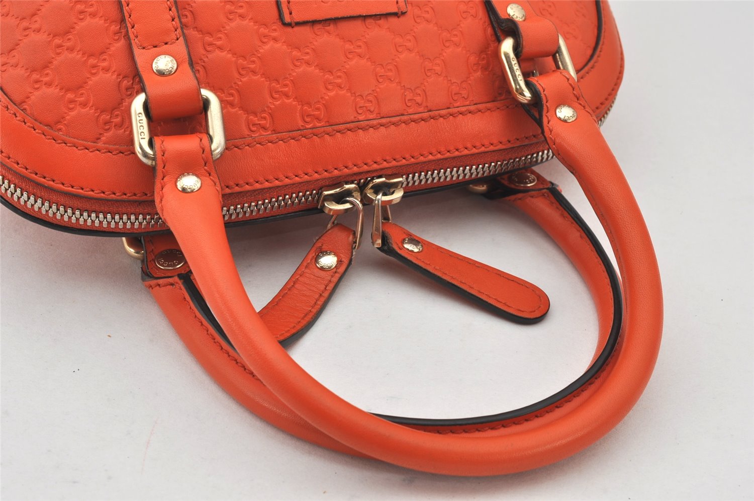 Authentic GUCCI Micro Guccissima Leather 2Way Hand Bag 449654 Orange 7261K