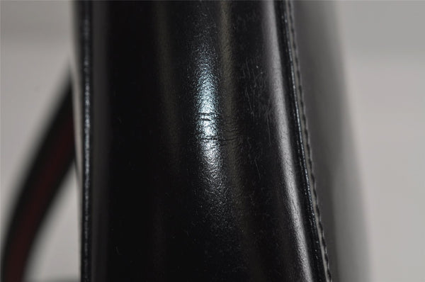 Authentic GUCCI Web Sherry Line Shoulder Cross Body Bag Enamel Black 7262I