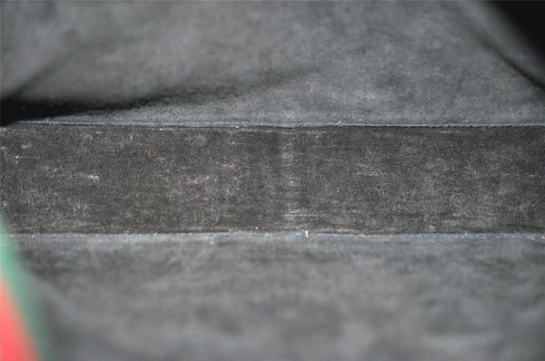 Authentic GUCCI Web Sherry Line Shoulder Cross Body Bag Enamel Black 7262I