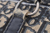 Authentic Christian Dior Trotter Hand Boston Bag Canvas Leather Blue 7263I