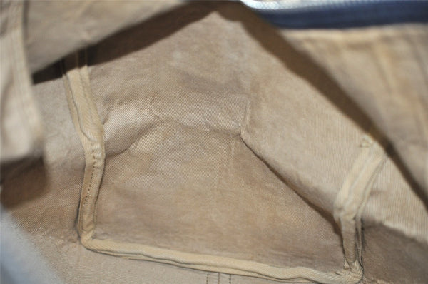 Authentic Christian Dior Trotter Hand Boston Bag Canvas Leather Blue 7263I