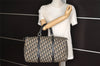 Authentic Christian Dior Trotter Hand Boston Bag Canvas Leather Blue 7263I