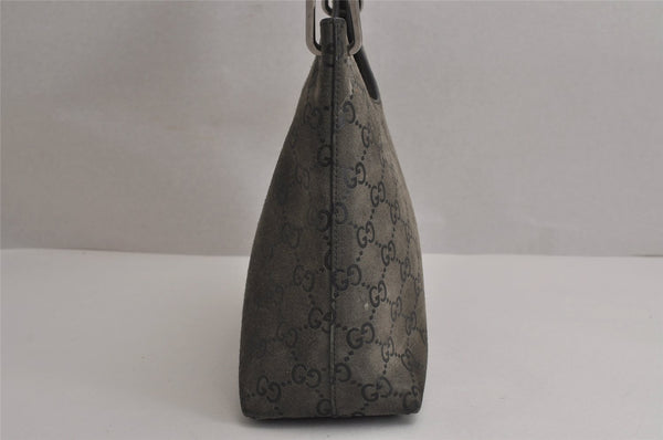 Authentic GUCCI Bamboo Vintage Shoulder Bag Purse GG Suede Gray Junk 7264J