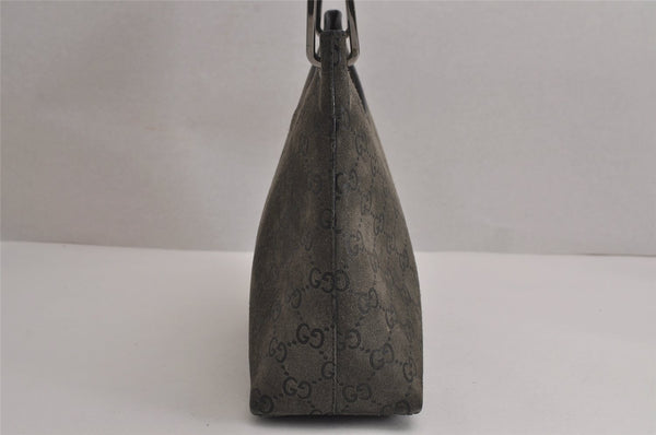 Authentic GUCCI Bamboo Vintage Shoulder Bag Purse GG Suede Gray Junk 7264J