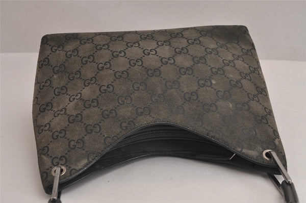 Authentic GUCCI Bamboo Vintage Shoulder Bag Purse GG Suede Gray Junk 7264J
