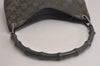 Authentic GUCCI Bamboo Vintage Shoulder Bag Purse GG Suede Gray Junk 7264J