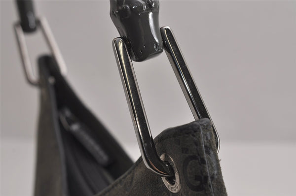 Authentic GUCCI Bamboo Vintage Shoulder Bag Purse GG Suede Gray Junk 7264J