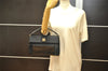 Authentic YVES SAINT LAURENT Vintage Hand Bag Purse Satin Leather Black 7264K