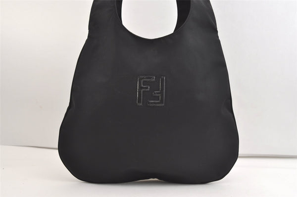 Authentic FENDI Vintage Nylon Leather Shoulder Tote Bag Black 7265J