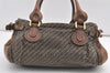 Authentic Chloe Paddington Tweed Leather Shoulder Hand Bag Brown 7267J