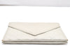 Authentic YVES SAINT LAURENT Vintage Clutch Hand Bag Purse Leather White 7269K