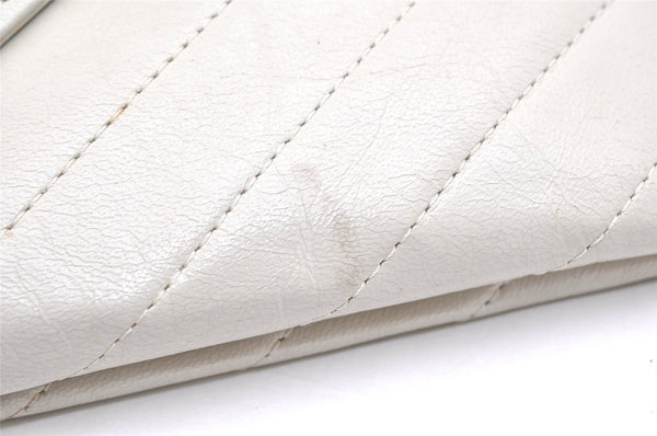 Authentic YVES SAINT LAURENT Vintage Clutch Hand Bag Purse Leather White 7269K