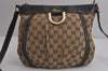 Authentic GUCCI Abbey Shoulder Cross Bag GG Canvas Leather 203257 Brown 7270J
