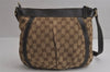 Authentic GUCCI Abbey Shoulder Cross Bag GG Canvas Leather 203257 Brown 7270J