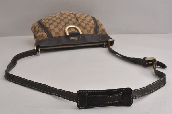 Authentic GUCCI Abbey Shoulder Cross Bag GG Canvas Leather 203257 Brown 7270J