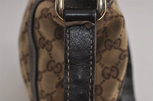 Authentic GUCCI Abbey Shoulder Cross Bag GG Canvas Leather 203257 Brown 7270J