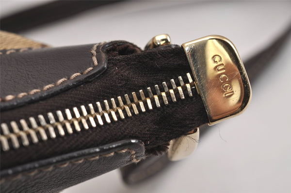 Authentic GUCCI Abbey Shoulder Cross Bag GG Canvas Leather 203257 Brown 7270J