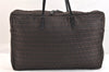 Authentic FENDI Zucchino Boston Hand Bag Canvas Leather Brown Black 7270K