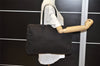 Authentic FENDI Zucchino Boston Hand Bag Canvas Leather Brown Black 7270K