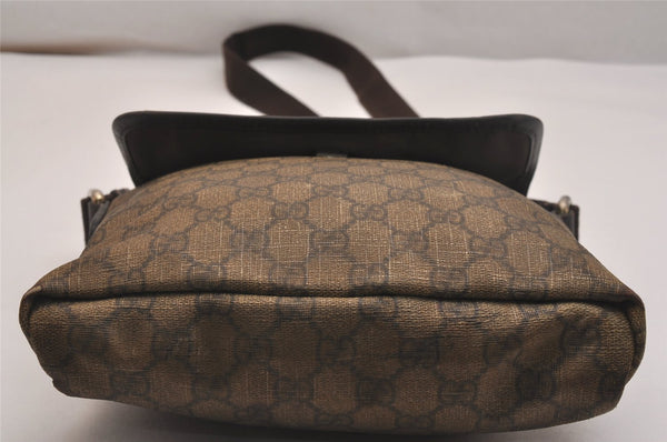 Authentic GUCCI Shoulder Cross Body Bag Purse GG PVC Leather 223666 Brown 7275J