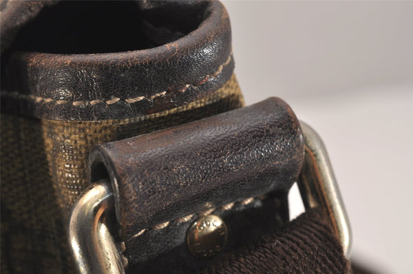 Authentic GUCCI Shoulder Cross Body Bag Purse GG PVC Leather 223666 Brown 7275J