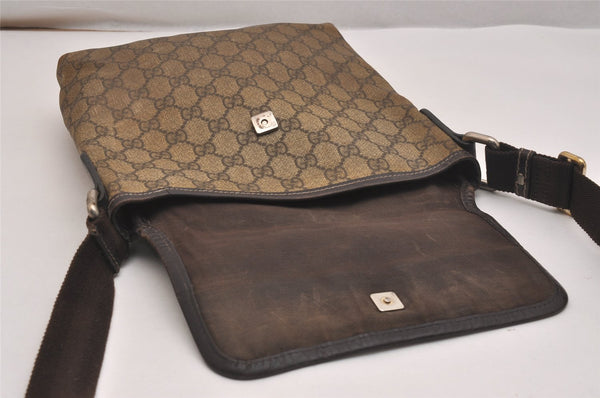 Authentic GUCCI Shoulder Cross Body Bag Purse GG PVC Leather 223666 Brown 7275J