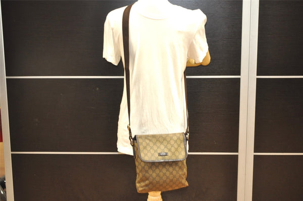 Authentic GUCCI Shoulder Cross Body Bag Purse GG PVC Leather 223666 Brown 7275J