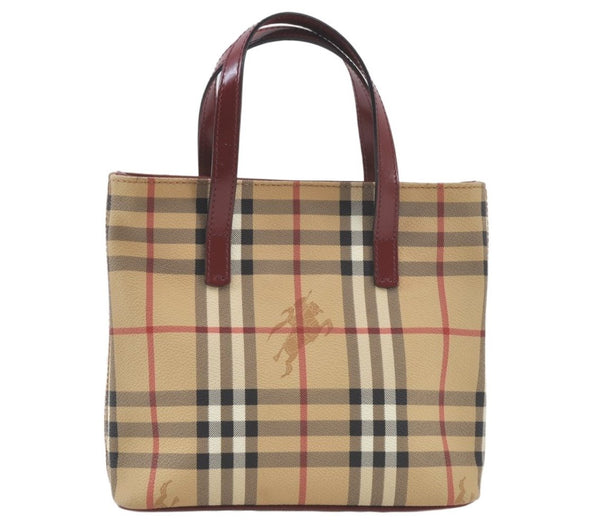 Authentic BURBERRY Vintage Nova Check PVC Leather Hand Tote Bag Beige 7276K