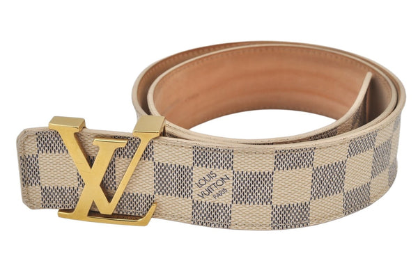 Authentic Louis Vuitton Damier Azur Ceinture Initial 80cm 31.5" M9609 Belt 7281K