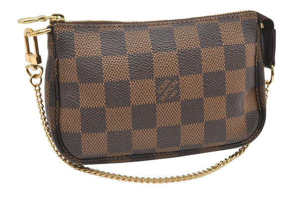 Authentic Louis Vuitton Damier Mini Pochette Accessoires Pouch N58009 LV 7282K